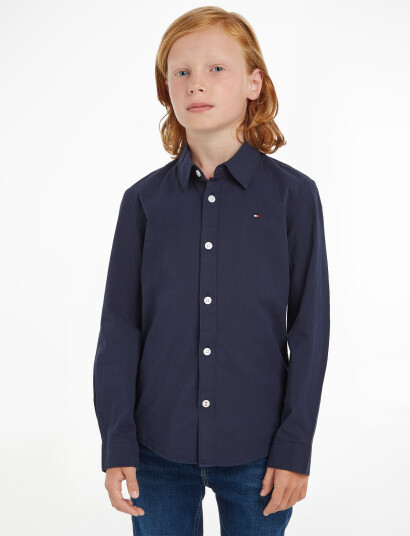 Tommy Hilfiger Solid Stretch Poplin Shirt L/S Blue 74