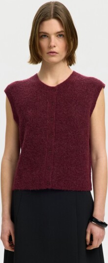 Selected Slwlulu Sl Button O Neck Vest Noos   Burgundy   S