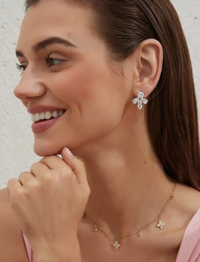 By Jolima Crown Mini Earring   Silver   ONE SIZE 2 cm