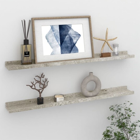 vidaXL Vegghyller 2 stk betonggr? 80x9x3 cm
