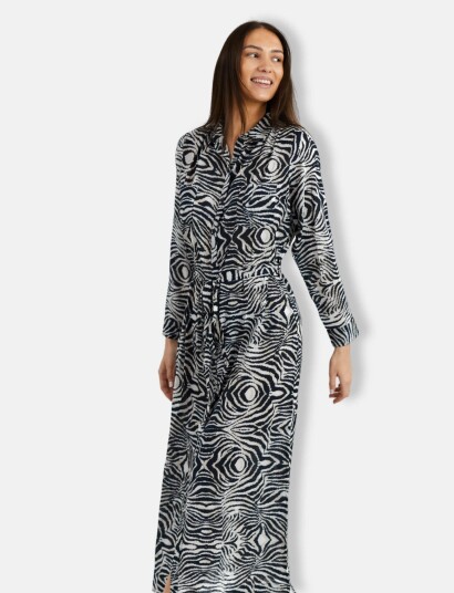Panos Emporio Zebra Ismene Dress Black L/XL