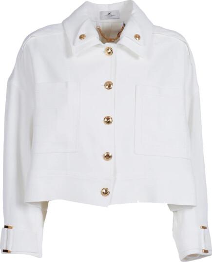 Elisabetta Franchi Dame Jakker Hvit M, Elisabetta Franchi Dame Jakker Hvit M,