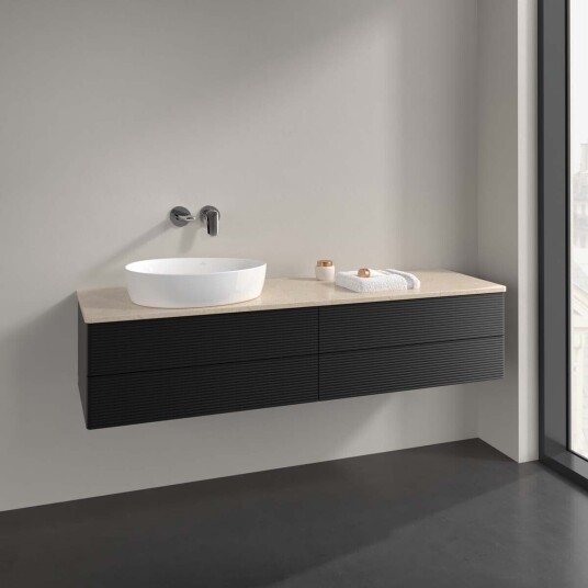 Villeroy & Boch Antao Servantskap med 4 skuffer 160x50x36 cm m/lys Sort Matt/Crème