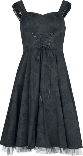 H&R London Rockabilly Middellang kjole Black Orchid Swing Kjole XS til 3XL Damer svart