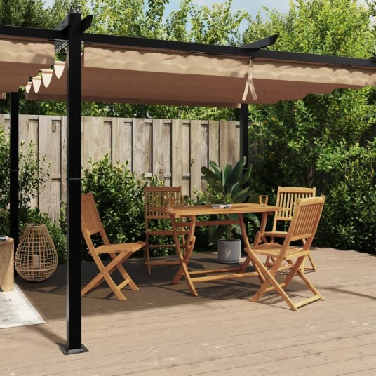 Hagepaviljong med uttrekkbar tak gråbrun 3x6 m aluminium 3217063