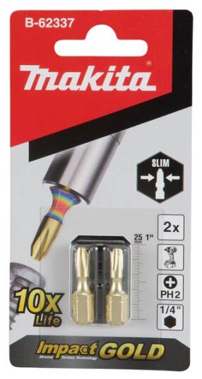 Makita Bits Ph2 25 Mm 1/4" 2 Stk. B-62337