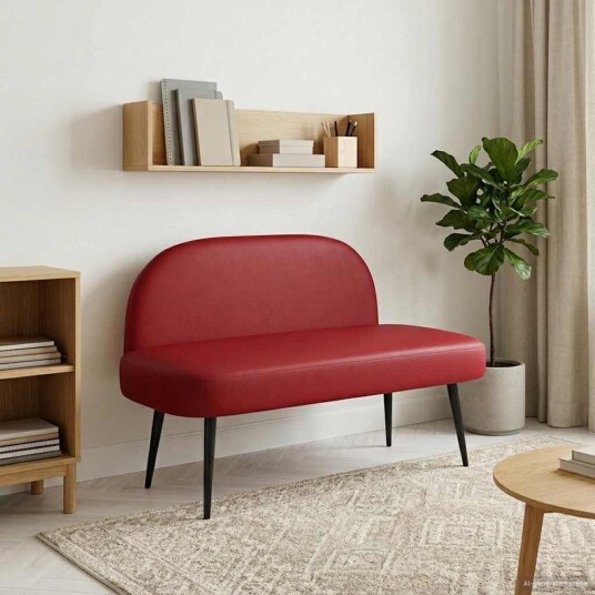 vidaXL Polstret benk med ryggstøtte Vinrød 110 x 60 x 76 cm Kunstlær