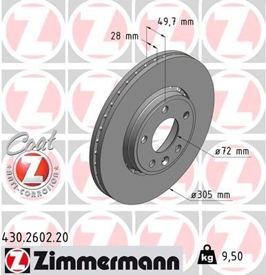 Bremseskive ZIMMERMANN 430.2602.20