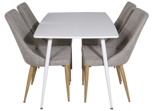 Venture Design Polar & Leone spisegruppe Hvit/grå 4 st stoler & bord 120 x 80 cm