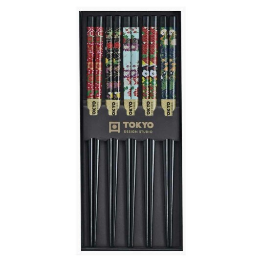 Tokyo Design Studio Tokyo Design Studio Spisepinner 5 pk Black Flower Tokyo Design Studio Tokyo Design Studio Spisepinner 5 pk Black Flower