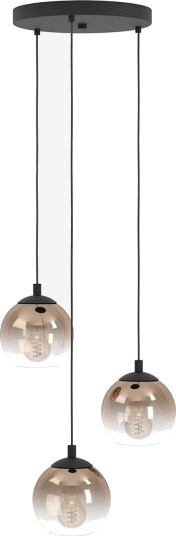EGLO Pendellampe Ariscani Round Svart/kobber 3 lamper Svart Takpendler
