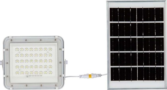 V Tac 6W LED solcelle lyskaster IP65 4000K hvit inkl. solcellepanel og fjernkontroll Kulør : Nøytral
