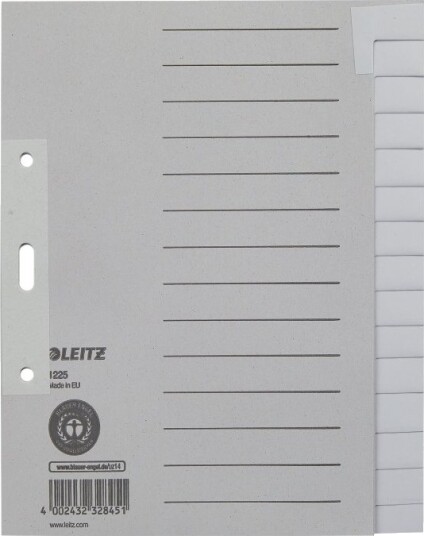Leitz   Inndeler   15 Deler   For A5 148 X 210 Mm   Med Fliker   Grå