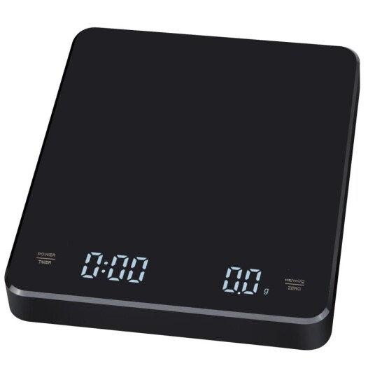 INF Oppladbar kaffevekt med tidsregulator 3 kg / 0,1 g Sort