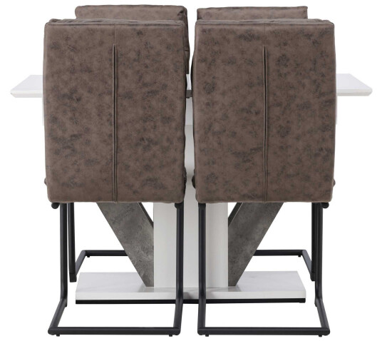 Venture Design Disa & Zizo spisegruppe Brun/hvit 4 stoler & bord 120 x 80 cm