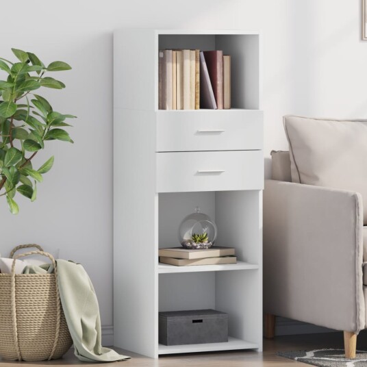Hylle hvit 45x42,5x124 cm konstruert tre