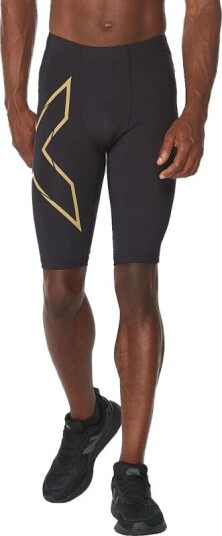 2XU Men's MCS Run Compression Shorts S, Black/Gold Reflective