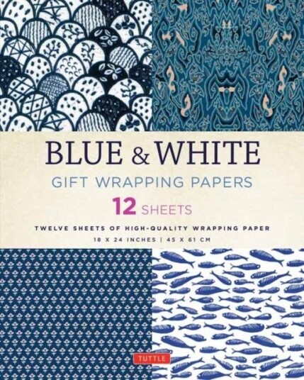 Blue & White Gift Wrapping Papers 12 Sheets