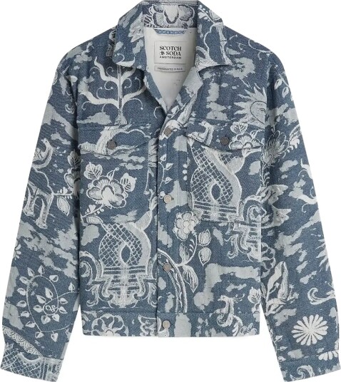 Scotch & Soda Delfts Blauw Jacquard Trucker Jacket Blue S