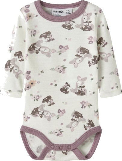Name It Body I/e Ull NbfVillit Snow White/Bambi + Blomster Name It 1½ år (86) Langermet Body Brun Hvit Rosa Name It Body I/e Ull NbfVillit Snow White/Bambi + Blomster Name It 1½ år (86) Langermet Body Brun Hvit Rosa