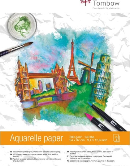 Tombow akvarell papir 300g kremhvit 24x32cm Tombow akvarell papir 300g kremhvit 24x32cm