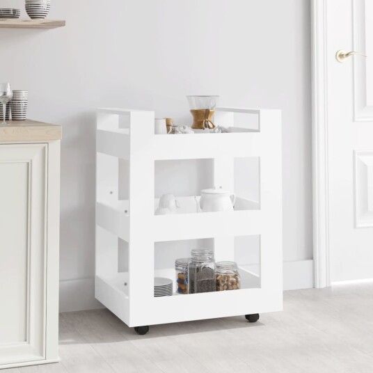 Kjøkkentralle hvit 60x45x80 cm konstruert tre Kjøkkentralle hvit 60x45x80 cm konstruert tre