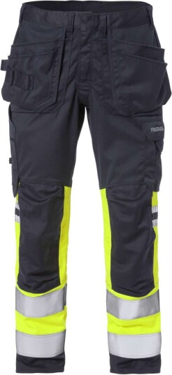 Fristads Flamestat håndverkerbukser høy synlighet i stretch klasse 1 2163 ATHF Hi Vis Gul / Marineblå C146