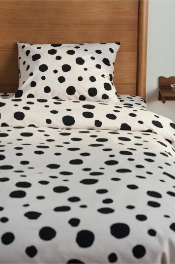 Jotex Dot Dynetrekk Enkel 140x200 Cm Beige/svart RIGMOR 22780330236