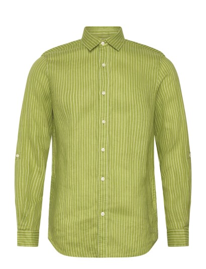 Scotch & Soda Linen Striped Regularfit Shirt   Green   S