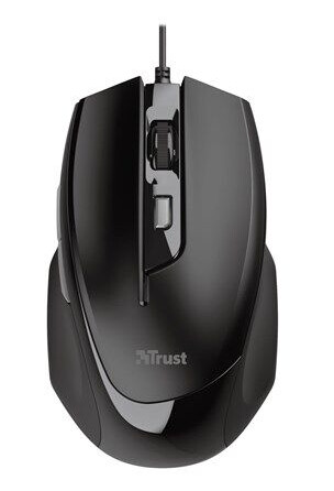 Trust Voca Comfort Kablet Mus med 2400 DPI, 6 Knapper - Ergonomisk Design - Svart
