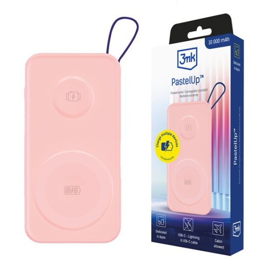 3Mk Powerbank Pastelup 10,000Mah 22.5Wz Magsafe + Apple Watch Charging Pink