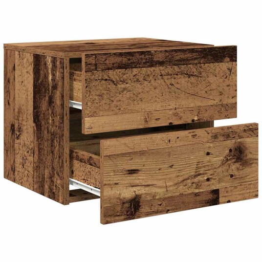 Nattbord med LED veggmontert gammelt tre 50x39x41 cm