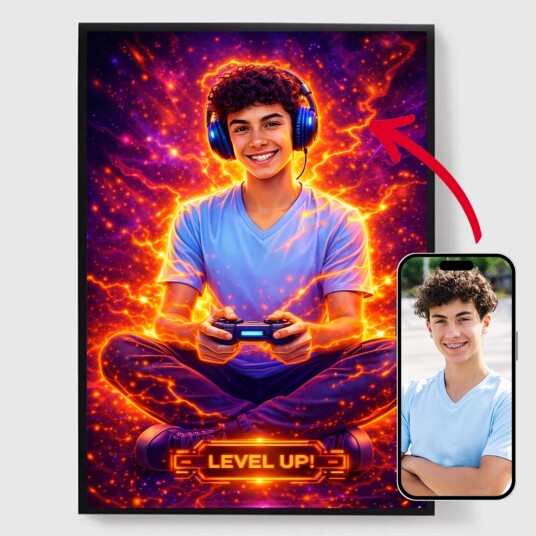 Namly Design Personalisert Plakat Neon Gamer Plakat AI Plakat POSTERMWYND1