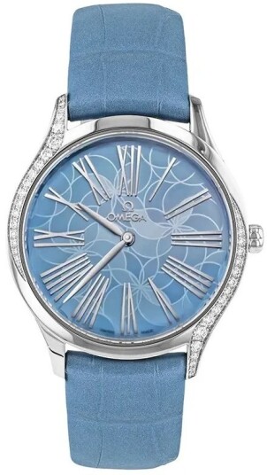 Omega Dameklokke 428.18.36.60.03.002 De Ville Mini Tresor Blå/Lær