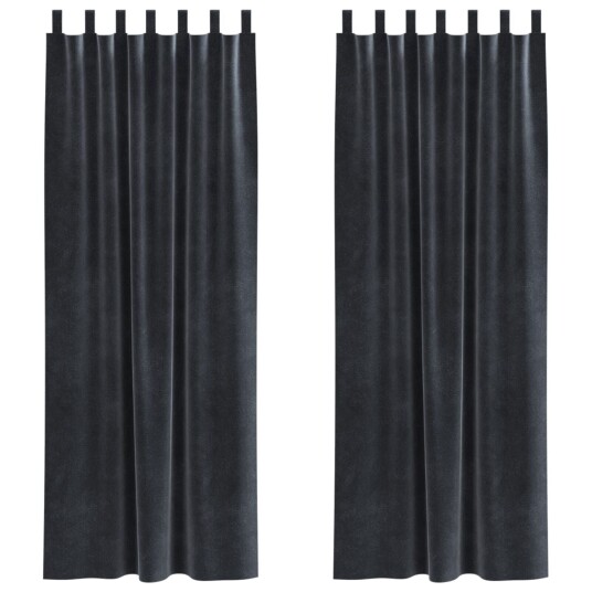  Gardiner med gardiner 2 pcs Mørke grå 140 x 225 cm Fløyel