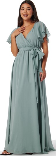 Goddiva Flutter Chiffon Maxi Dress