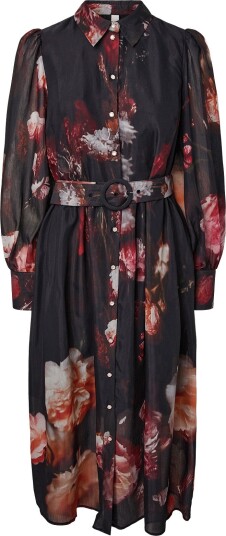 YAS Yasromantica Ls Long Dress New S. - Show - BLACK - 38