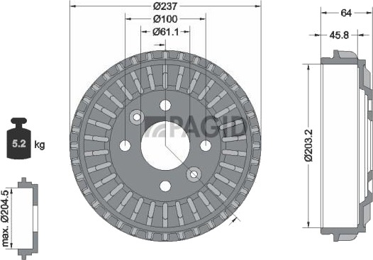 Bremsetrommel PAGID 61465N