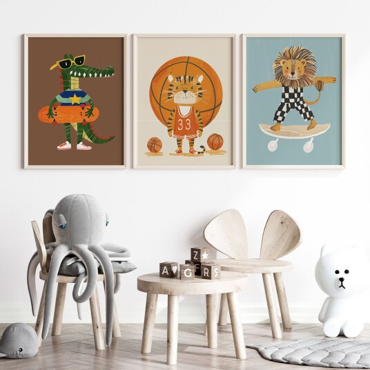 Namly Design Plakat Morsomme Dyr Sett av 3 POSTERAH8SDP