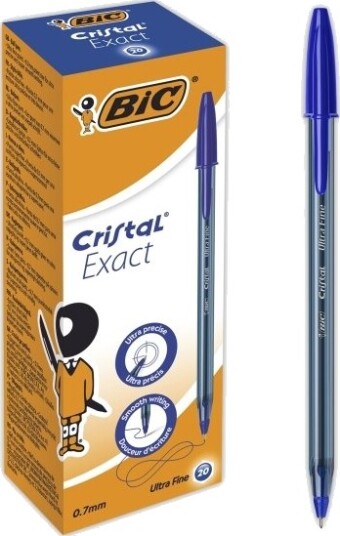 Bic Cristal Exact - Kulepenn - Blå - 0.7 Mm (En Pakke 20)