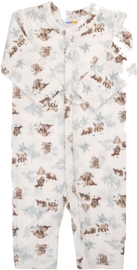 Joha heldress/pyjamas i ull, Off white/Forest (80) 80