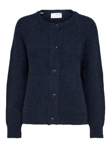 Selected Femme Lulu Ls Knit Short Cardigan - Dark Sapphire Melange L Selected Femme Lulu Ls Knit Short Cardigan - Dark Sapphire Melange L