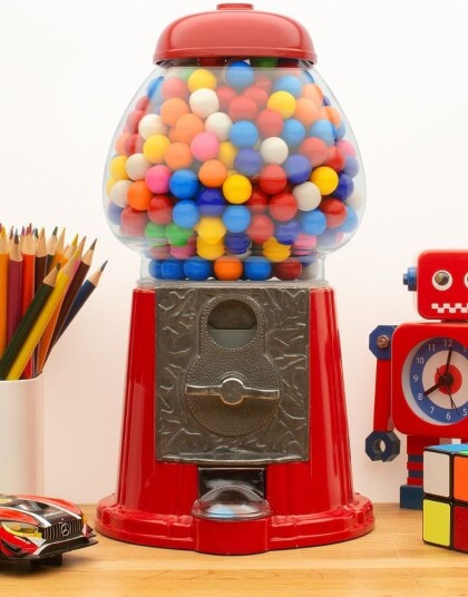 Gifts Tomorrow Stor Retro Tyggegummi Godteri Dispenser i Metall og Glass 28 cm