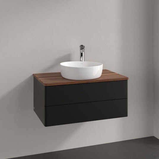 Villeroy & Boch  Antao Servantskap med 2 skuffer 80x50x36 cm u/lys Sort Matt/Valnøtt