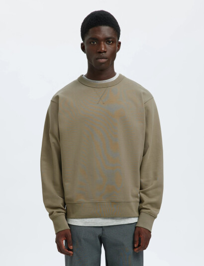 Selected Slhrelaxluke Ls Sweat Crew Neck Noos - Green - L