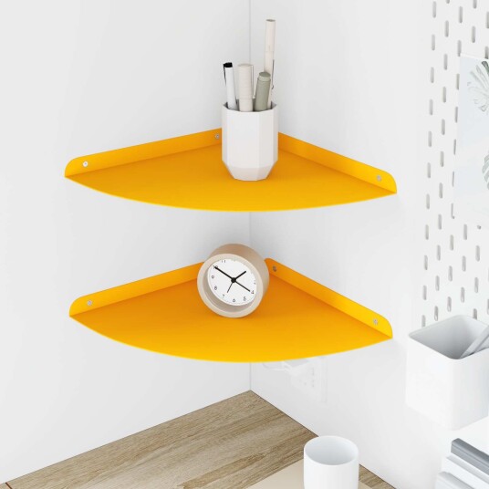 vidaXL Flytende hylle med hylle 2 pcs Sennepsgul 30 x 30 x 2 cm