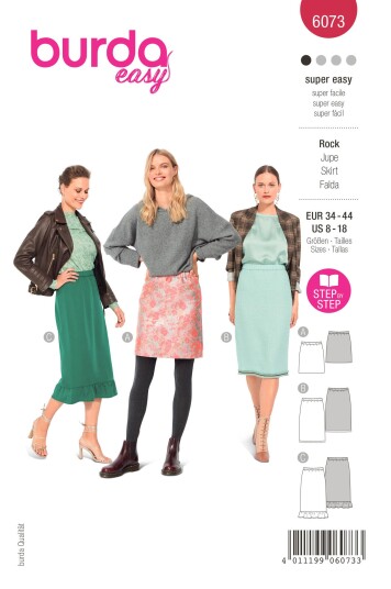 Burda 6073 - Skjørt EUR: 34-44, US: 8-19