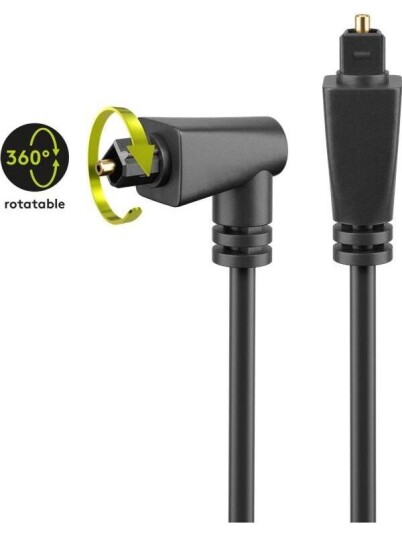Pro Toslink-kabel 1m med vinklet kontakt - Optisk Svart
