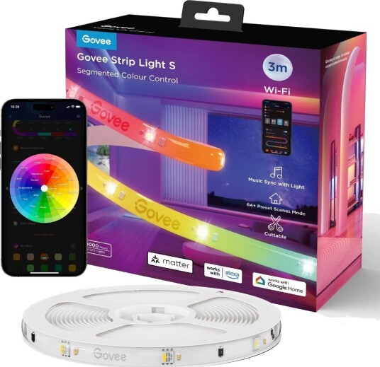 Govee H612FCD1 RGBIC Wi-Fi/BT LED-lysstripe 3 M Govee H612FCD1 RGBIC Wi-Fi/BT LED-lysstripe 3 M