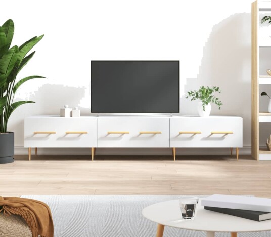TV benk hvit 150x36x30 cm konstruert tre TV benk hvit 150x36x30 cm konstruert tre